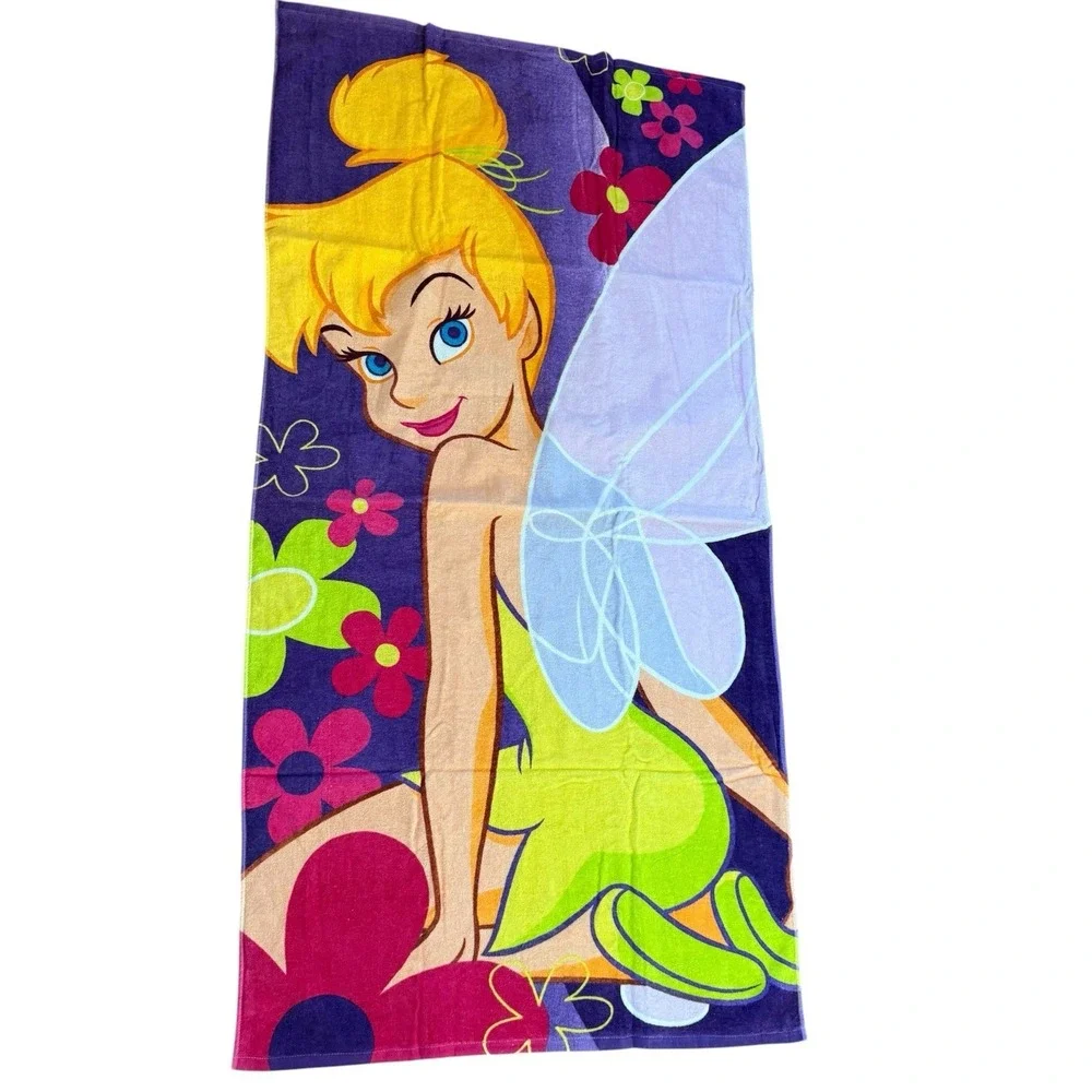 Vintage DISNEY Shopping TINKER BELL Beach Pool Towel 30X60 Tink Fairies Y2K